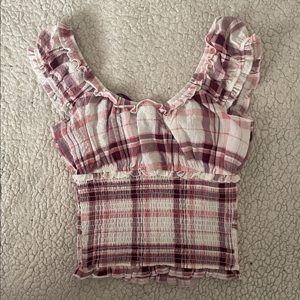 Plaid Ruffle Trim Top - Picture 2 of 3